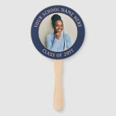 任意の引用文2 Photo Navy Blue Pink モダン卒業 ハンドファン (裏面)