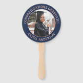 任意の引用文2 Photo Navy Blue Pink モダン卒業 ハンドファン (正面)