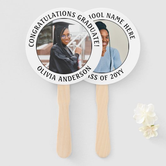 任意の引用文2 Photo Navy Blue Silver Gray卒業 ハンドファン (正面&裏面)