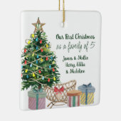 任意の数のクリスマスツリーとクリブの写真家族 セラミックオーナメント (右)