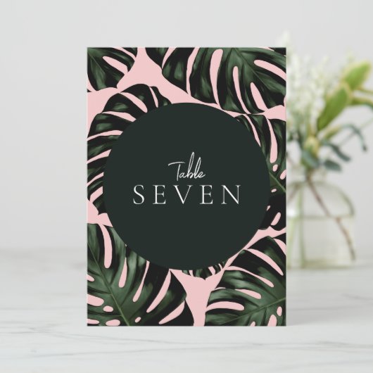 任意の数のトロピカルパーム葉のテー結婚ブルのカード (スタンド正面)