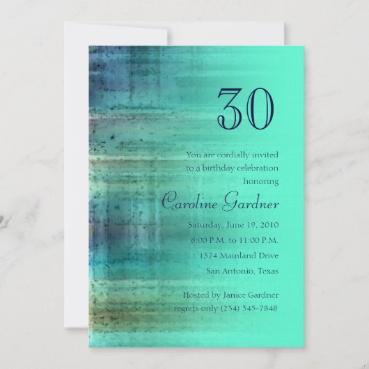 任意の数の誕生日招待状アクアとブループレイド 招待状 (正面)