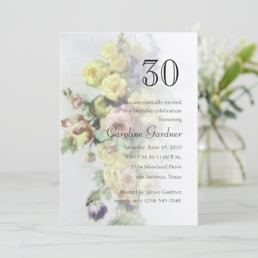 任意の数の誕生日招待状花 招待状 (スタンド正面)