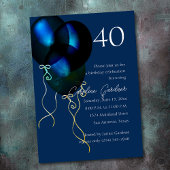 任意の数の誕生日青い虹色のバルーン 招待状