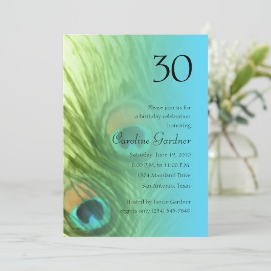 任意の数値誕生日ピーコックファンタジーセット1105 招待状 (スタンド正面)