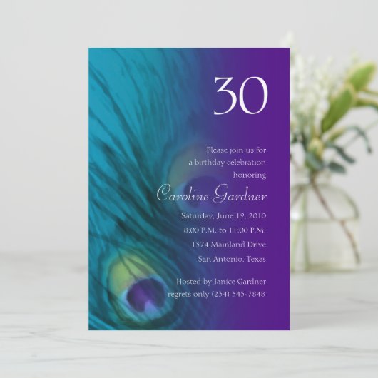 任意の数値誕生日ピーコックファンタジーセット1110 招待状 (スタンド正面)