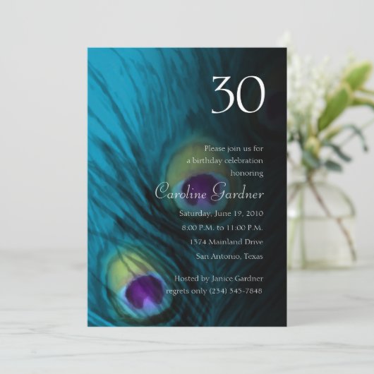 任意の数値誕生日ピーコックファンタジーセット1110 招待状 (スタンド正面)