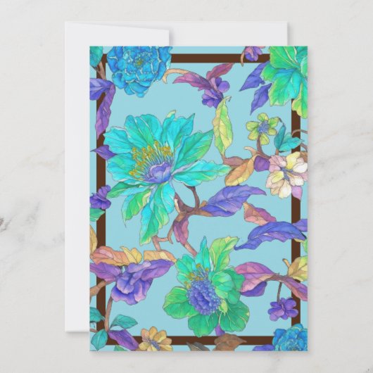 任意の数値誕生日フローラフレーム色 招待状 (裏面)