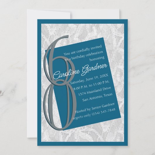 任意の数値誕生日任意の色（レース付き） 招待状 (正面)