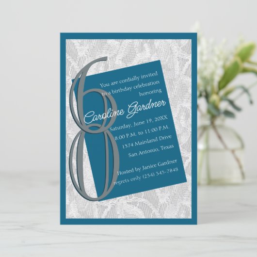 任意の数値誕生日任意の色（レース付き） 招待状 (スタンド正面)