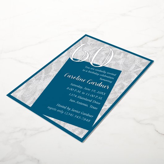 任意の数値誕生日任意の色（レース付き） 箔招待状 (回転した状態)