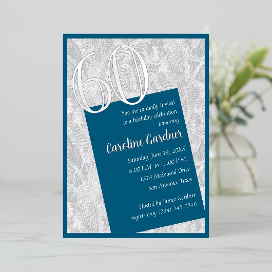 任意の数値誕生日任意の色（レース付き） 箔招待状 (立ち正面)