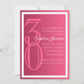 任意の数値誕生日招待状任意の色（ピンク付き） 招待状 (正面)