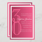 任意の数値誕生日招待状任意の色（ピンク付き） 招待状 (正面/裏面)