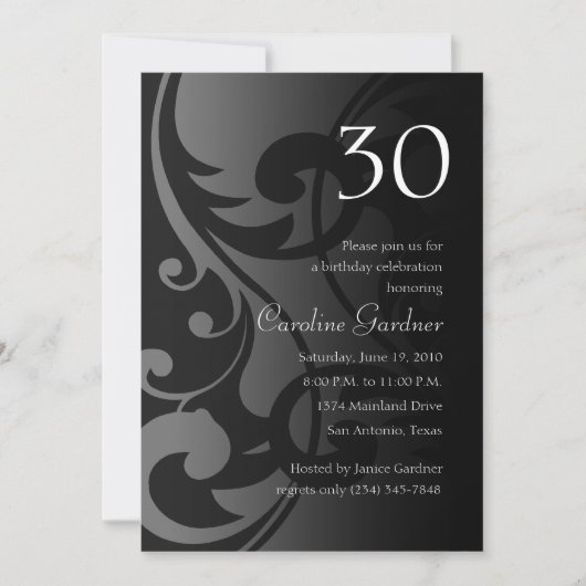 任意の数値誕生日招待状 コンテンポラリー 招待状 (正面)