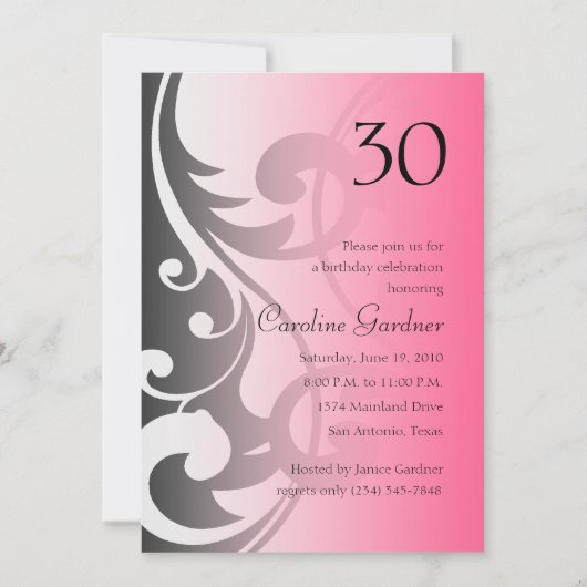 任意の数値誕生日招待状 コンテンポラリー 招待状 (正面)