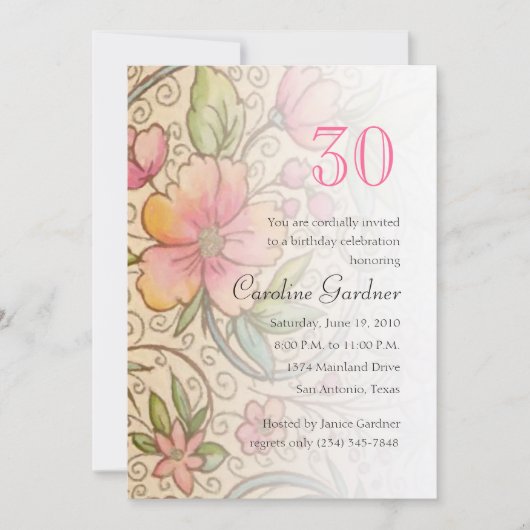 任意の数値誕生日招待状 招待状 (正面)