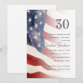 任意の数字の誕生日招待状 アメリカ国旗 招待状 (正面/裏面)