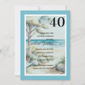 任意の数字の誕生日 ブルー ウォーター レイク オーシャン 招待状 (正面)