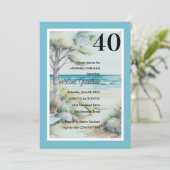 任意の数誕生日ブルーウォーターレイク海 招待状 (スタンド正面)