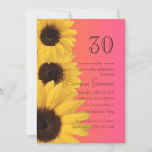 任意の数誕生日招待状イエローサンフラワー 招待状 (正面)