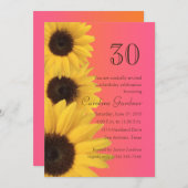 任意の数誕生日招待状イエローサンフラワー 招待状 (正面/裏面)