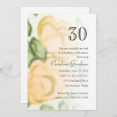 任意の数誕生日招待状イエローローズ 招待状 (正面/裏面)