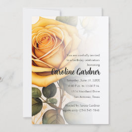 任意の数誕生日招待状イエローローズ 招待状