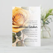 任意の数誕生日招待状イエローローズ 招待状 (スタンド正面)