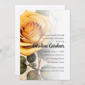 任意の数誕生日招待状イエローローズ 招待状 (正面/裏面)