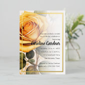 任意の数誕生日招待状イエローローズ 箔招待状 (立ち正面)