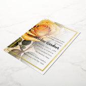 任意の数誕生日招待状イエローローズ 箔招待状 (回転した状態)