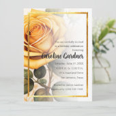 任意の数誕生日招待状イエローローローズ金ゴールド 招待状 (スタンド正面)
