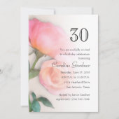 任意の数誕生日招待状ピンクローズ 招待状 (正面)