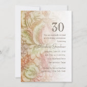 任意の数誕生日水色ヴィンテージダマスク 招待状 (正面)