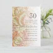 任意の数誕生日水色ヴィンテージダマスク 招待状 (スタンド正面)