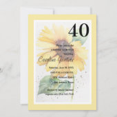 任意の数誕生日黄色ひまわり 招待状 (正面)