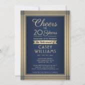 任意の数退職パーティー応援ネイビーブルー金ゴールド 招待状 (正面)