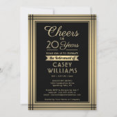 任意の数退職パーティー応援ブラックおよび金ゴールド 招待状 (正面)