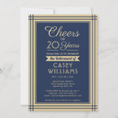 任意の数退職パーティー応援海軍および金ゴールド 招待状 (正面)