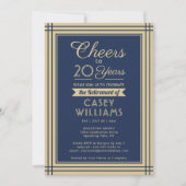 任意の数退職パーティー応援海軍および金ゴールド 招待状 (正面)