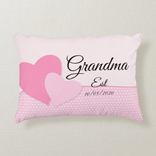 任意の文字おばあちゃんエスト祖母ベビーピンク アクセントクッション (正面)