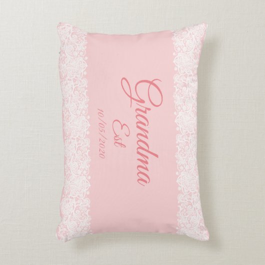 任意の文字おばあちゃんエスト祖母ベビーピンク アクセントクッション (正面(垂直))