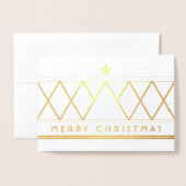 任意の文字と写真ミニマルモダンリストメリークリスマス 箔カード (封筒付き正面)