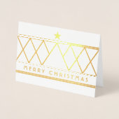 任意の文字と写真ミニマルモダンリストメリークリスマス 箔カード (正面)