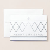 任意の文字と写真ミニマルモダンリストメリークリスマス 箔カード (封筒付き正面)