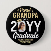 任意の文字と大学院フォトグラン誇りを持ったパブラック金ゴールド 缶バッジ (正面)