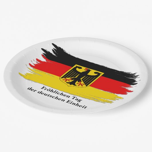 任意の文字の編集Germany Unity Day German Flag ペーパープレート (アングル)