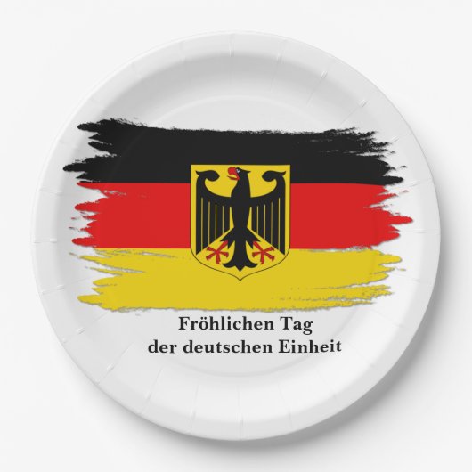 任意の文字の編集Germany Unity Day German Flag ペーパープレート (正面)