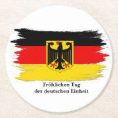 任意の文字の編集Germany Unity Day German Flag ラウンドペーパーコースター (正面)